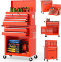 On Shine 8 Drawer Rolling Tool Chest, Large Capacity Rolling Tool Box with Wheels, Locking Mechanical Tool Chest, Portable Tool Box with Sliding Drawers,Metal Tool Box for Garage Workshop (Red)