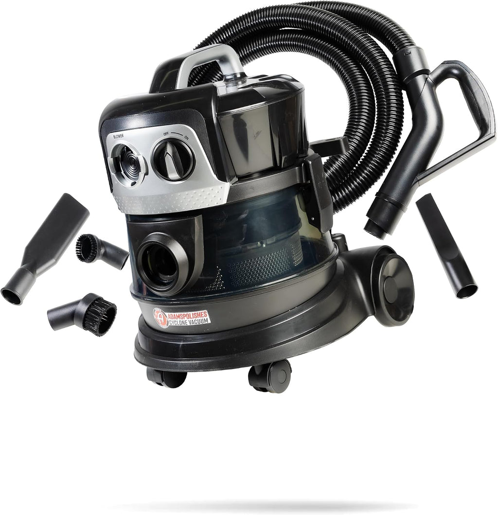 Adam's Polishes Cyclonic Vacuum Cleaner Premium Car Detailing Vacuum for Garage, Shop, Home | Powerful Suction, Lightweight, Portable, Heavy Duty | 4 Attachments Included