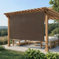 Shade&Beyond Outdoor Roller Shades with Splicing Design, 10' W x 8' H Exterior Cordless Patio Roll Up Blinds for Porch, Gazebo, Pergola, Balcony, Mocha
