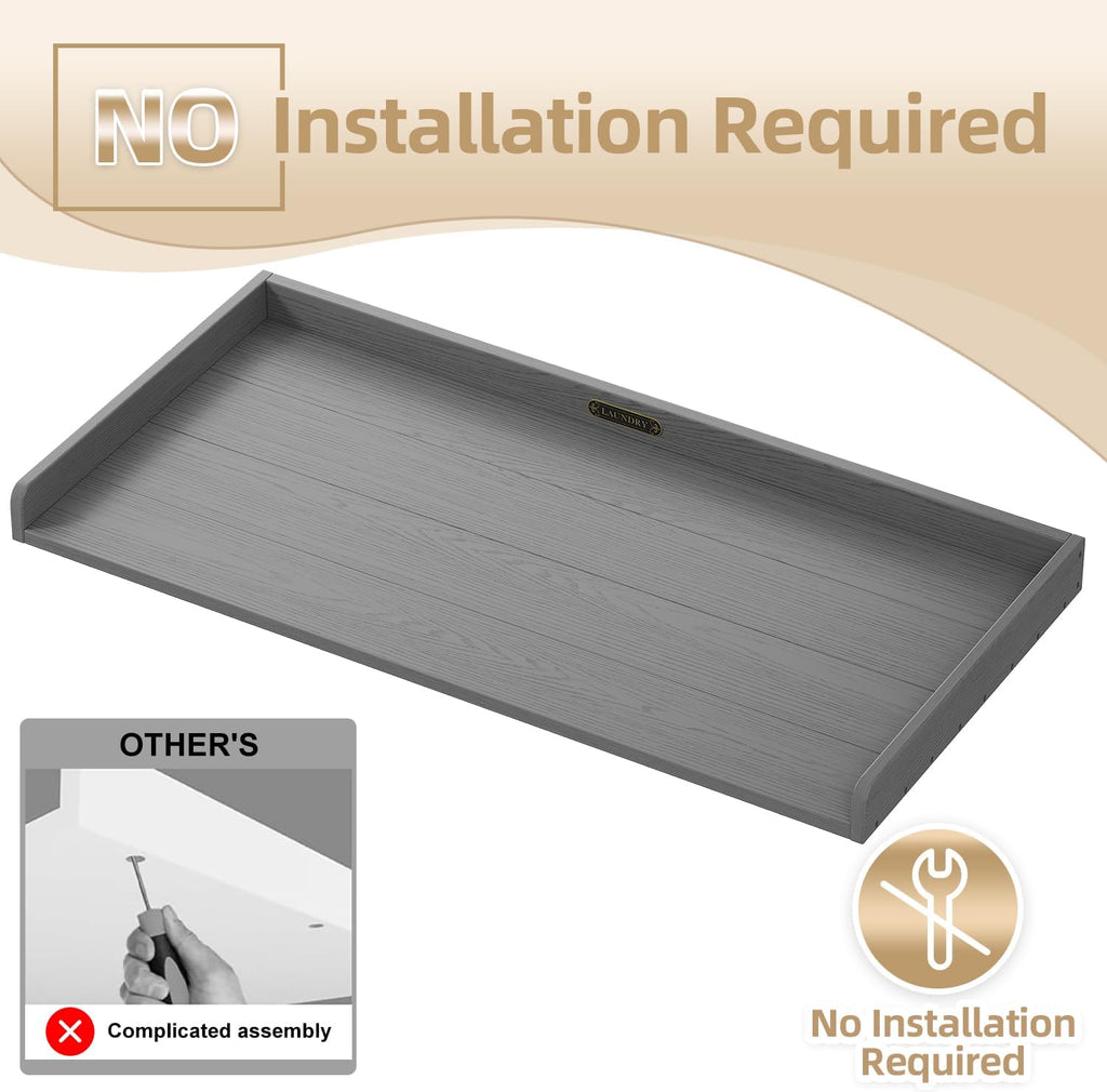 No-Installation HDPE Washer Dryer Countertop, Washer and Dryer Topper Covers for The Top, Laundry Countertop Laundry Room Organization No Water Leakage Grey