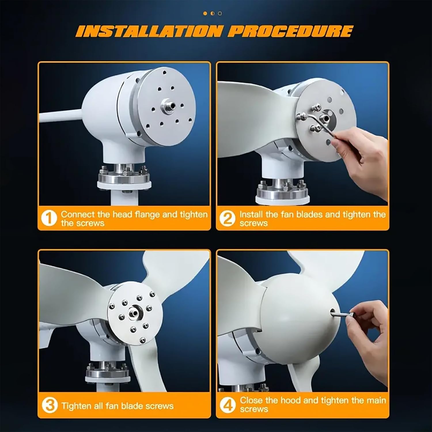 3000W Wind Turbine Generator Kit With MPPT Controller | 12V/24V/48V Permanent Magnet | Solar Complementary For Home/Street Lighting | IP67 Waterproof(24V)