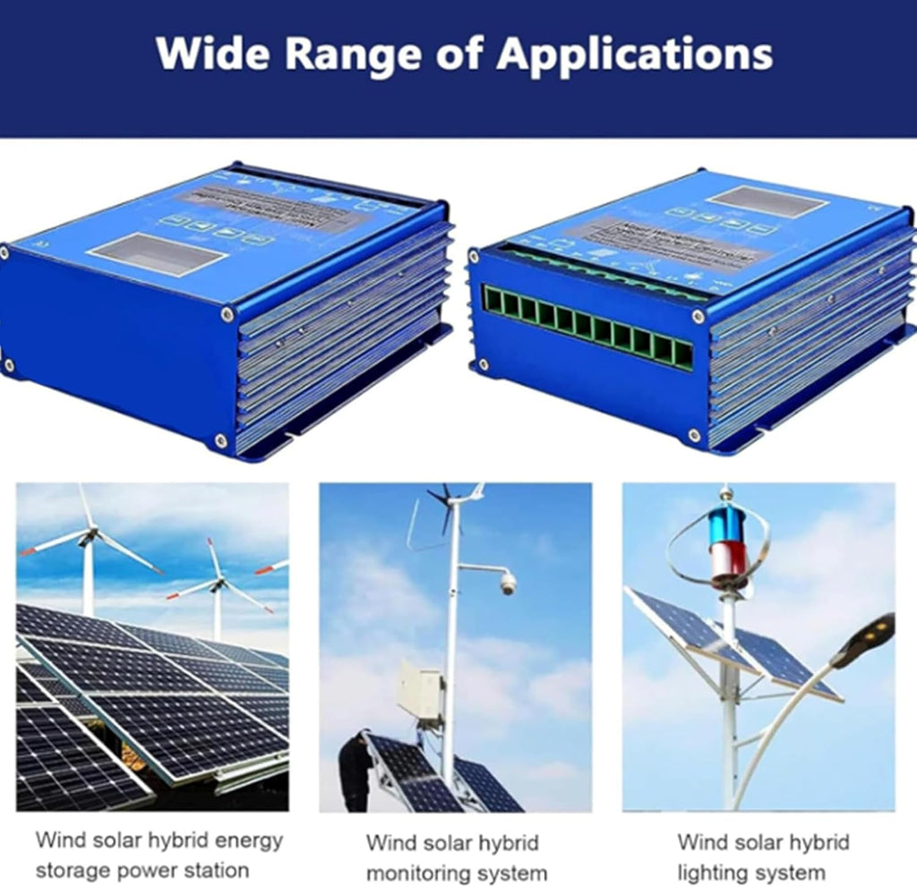 Mppt Wind Solar Hybrid Charge Controller 3000W 12V/24V/48V Solar Panel Adjustment Machine for Wind Turbine Generator /Solar Panel Battery Charger(Blue),48v