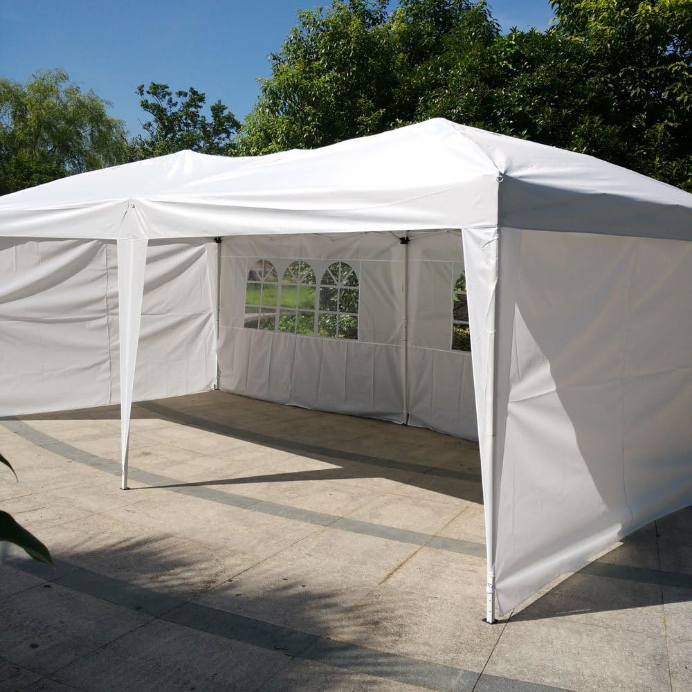 VINGLI 10X20 Feet Pop Up Canopy,Instant Tent,4 Removable Sidewalls,Folding EZ Up Canopy Tent,Patio Event Gazebo Beach Tent,UV Coated&Waterproof, Bonus Wheeled Carry Bag (White)