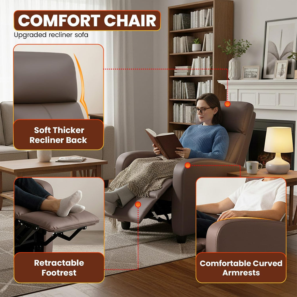FDW Recliner Chair Reclining Sofa Leather Chair Home Theater Seating Lounge with Padded Seat Backrest
