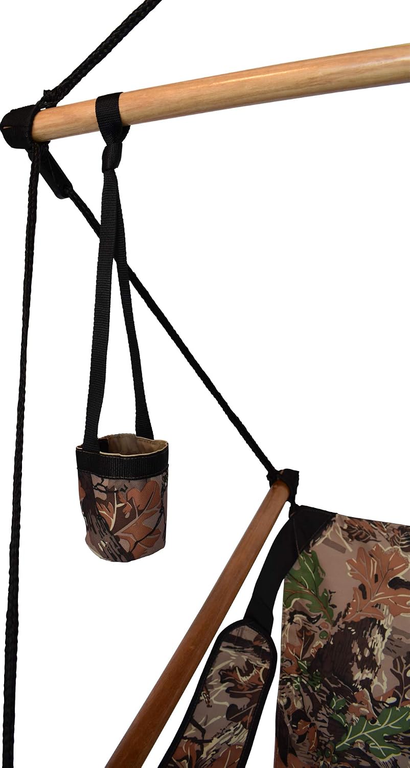 41536203-KP Parachute Hammock Hitch Stand with 2 Cradle Chairs and Army Green/Brown, Camo
