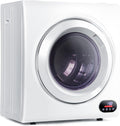 Euhomy Compact Laundry Dryer, 3.5 cu ft Front Load Stainless Steel Clothes Dryers With Exhaust Pipe, 1500W, LCD Control Panel Four-Function Portable Dryer For Apartments, Home, Dorm, White