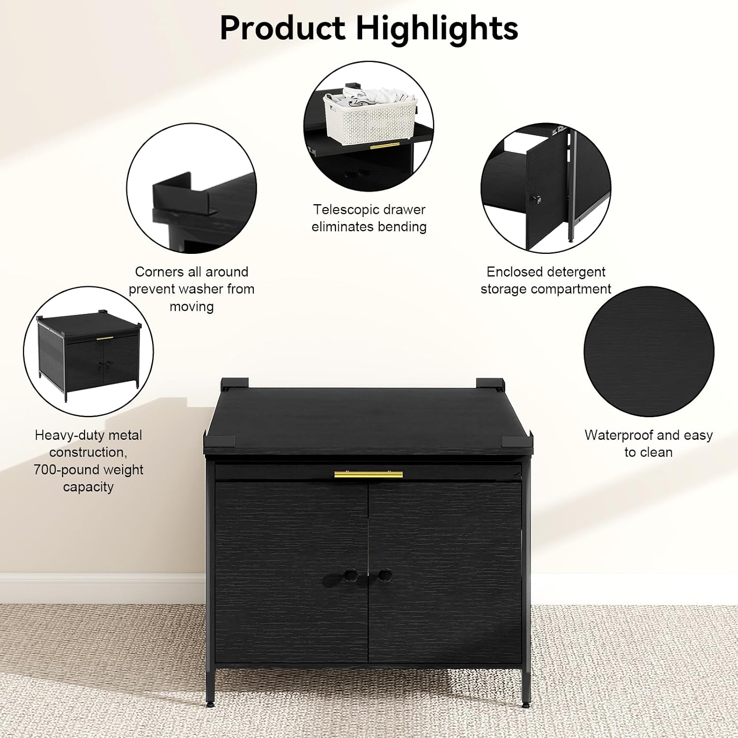 ZealWe 2 Pack Laundry Pedestal for Washer and Dryer, Heavy Duty 24' Universal Washing Machine Stand with Adjustable Feet and 4 Panel Corner, 700LBS Capacity, Fit Anti-Vibration Design, Set of 2