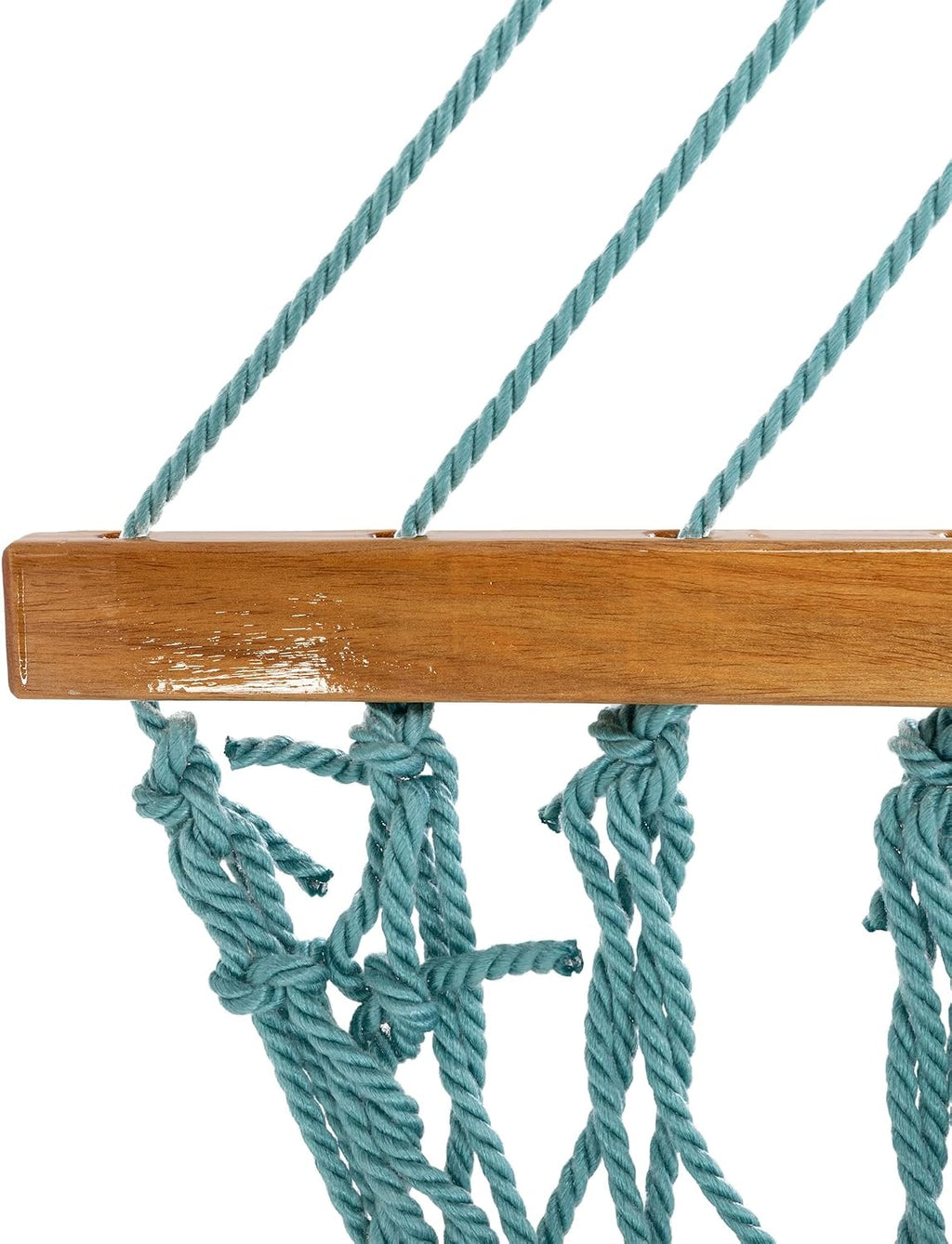 Original Pawleys Island Large Teal DuraCord Rope Hammock – 13 ft. x 55 in., 2-Person, 450 lb Capacity, Oak Spreader Bar, Zinc-Plated Hardware, Handcrafted in the USA