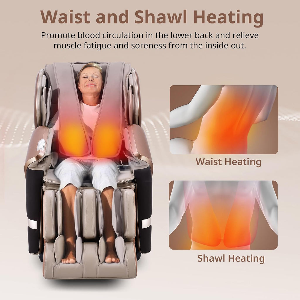 MYNTA 2025 4D Massage Chair for Full Body, 4D+2D Dual Mechanism with Waist & Shawl Heating, Zero Gravity Recliner Foot & Calf Massage, Extended SL-Track, Music Sync with Hi-Fi Bluetooth Speaker
