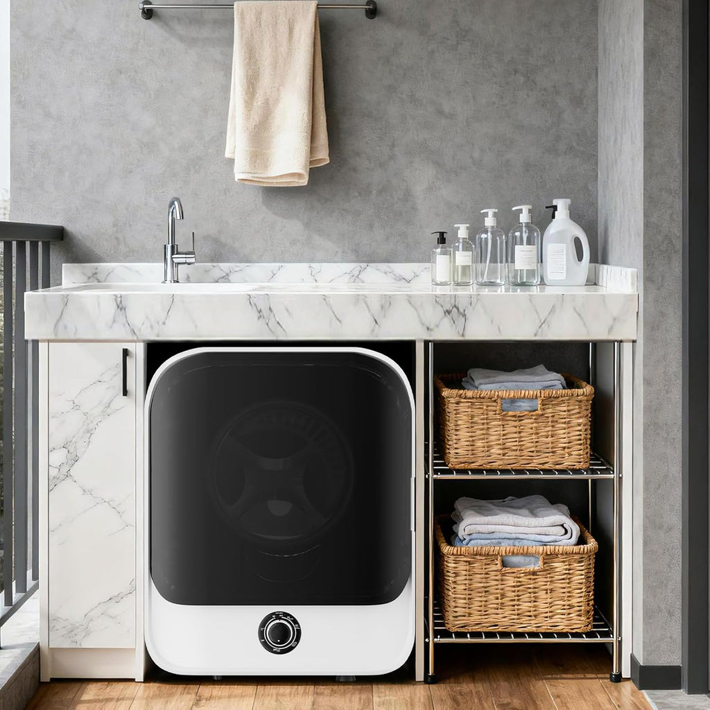 TABU Washer and Dryer Combo Set,Compact 18LBS Full-Automatic Washing Machine with 10 Washing Programs & Compact 2.6 Cu.Ft Dryer with Stainless Steel Inner Tub, White