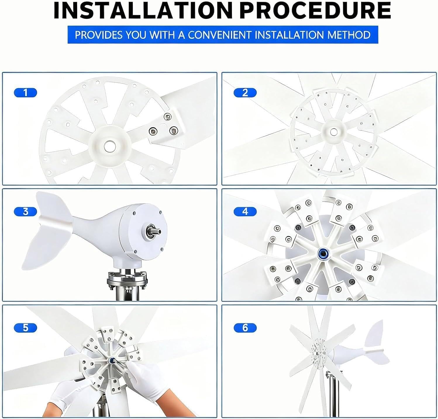 Hybrid Wind Turbine Generators,3000W/5000W/8000W 8-Blade Vertical Axis Wind Turbines Generator,Wind Power Generator,for Marine, RV, Home Permanent Magnet Generator 24V-5000W