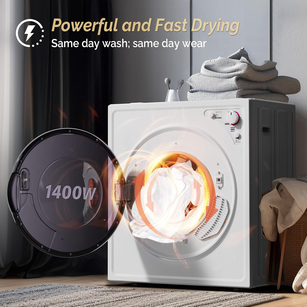 ROVSUN 2.6CuFt Clothes Dryer and 25LBS Full-Automatic Washing Machine Set, Compact Laundry Washer and Dryer Combo Set with Stainless Steel Inner Tub, for Apartment, Dorms, Home