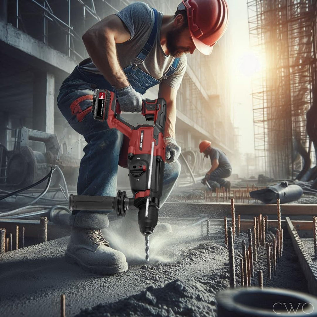 NEW! 20-Volt Lithium-Ion Cordless Combo Kit (Complete Power Tool Bundle) with 20V Brushless Cordless 1 in. SDS-PLUS Type Rotary Hammer, 20V 5Ah Battery & 20V Rapid Charger - Fits All BAUER 20V Tools