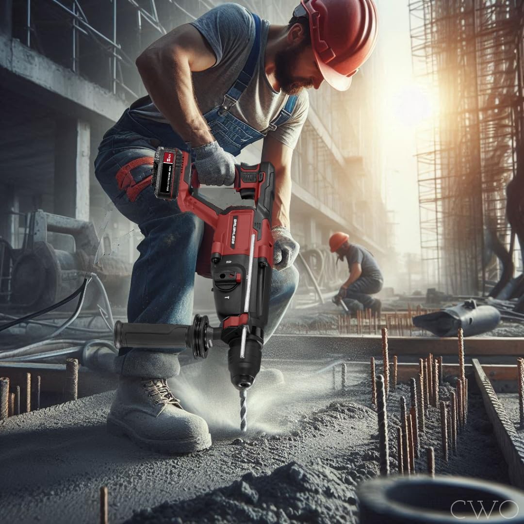 NEW! 20-Volt Lithium-Ion Cordless Combo Kit (Complete Power Tool Bundle) with 20V Brushless Cordless 1 in. SDS-PLUS Type Rotary Hammer, 20V 5Ah Battery & 20V Rapid Charger - Fits All BAUER 20V Tools