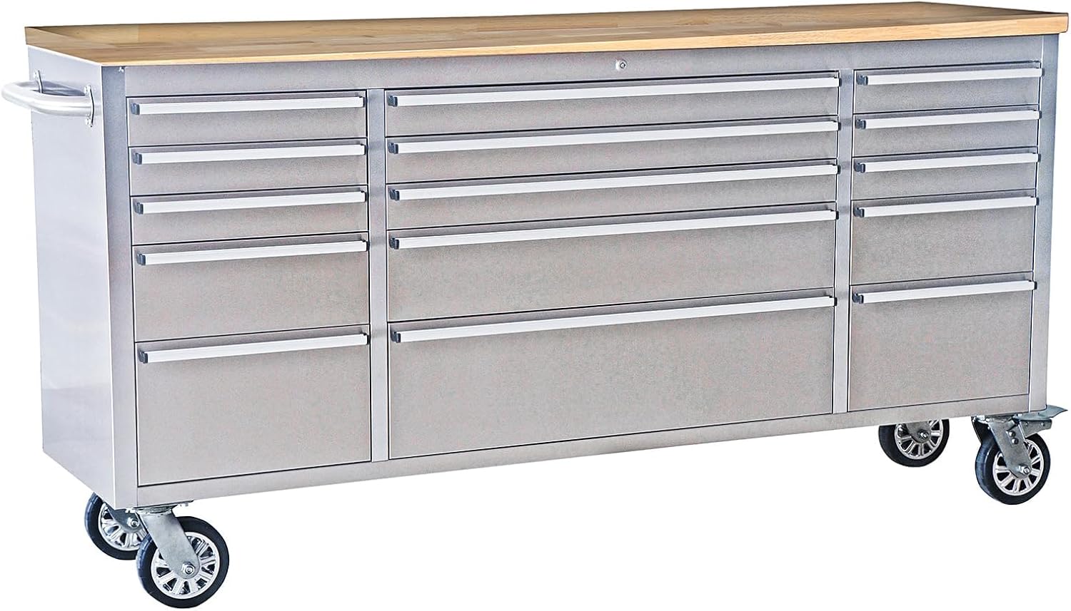 72'' Rolling Tool Chest, Heavy-Duty Tool Cabinet with 15 Drawers and 3 Top Cabinet, Mobile Workbench for Garage, Repair Shop and Tool Room, Black