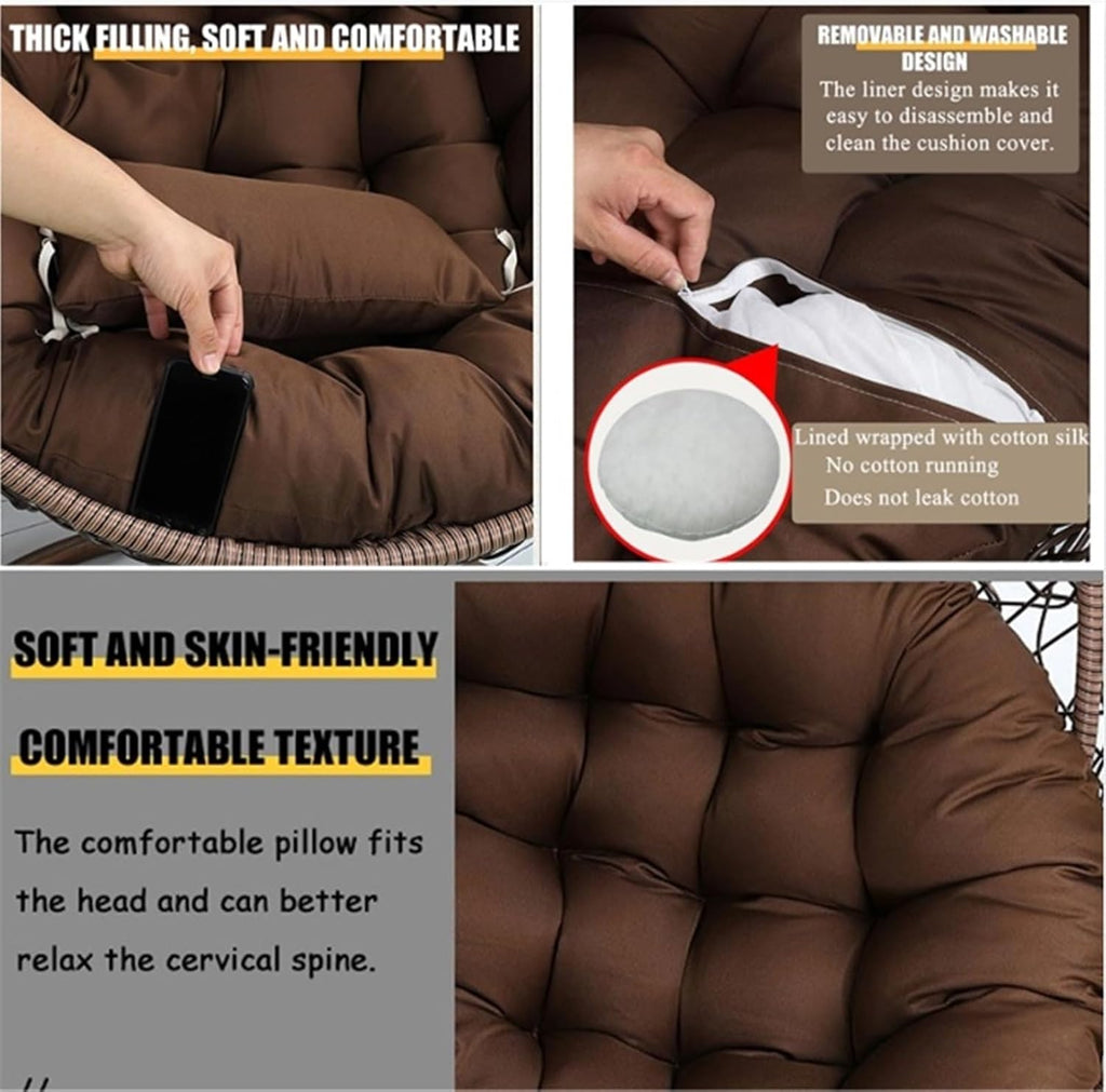 Swing Hanging Chair Cushion Egg Chair Cushion Thicken Hanging Basket Egg Chair Waterproof Heavy Duty Swing Chair Cover Seat Cushion for Garden Outdoor Indoor Patio(12,120CM)