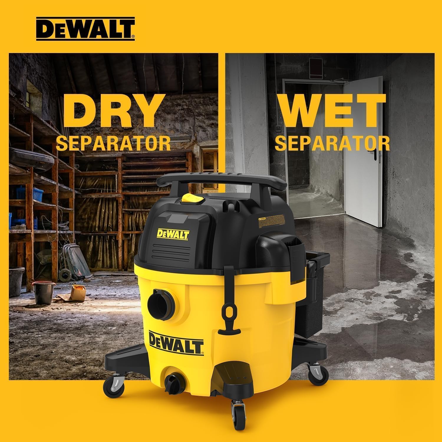 DEWALT 9 Gallon STEALTHSONIC Ultra Quiet Poly Shop Vacuum Wet/Dry, DXV09P-QTA Noise Reduction Vac for Shop, Heavy Duty Shop Vacuum
