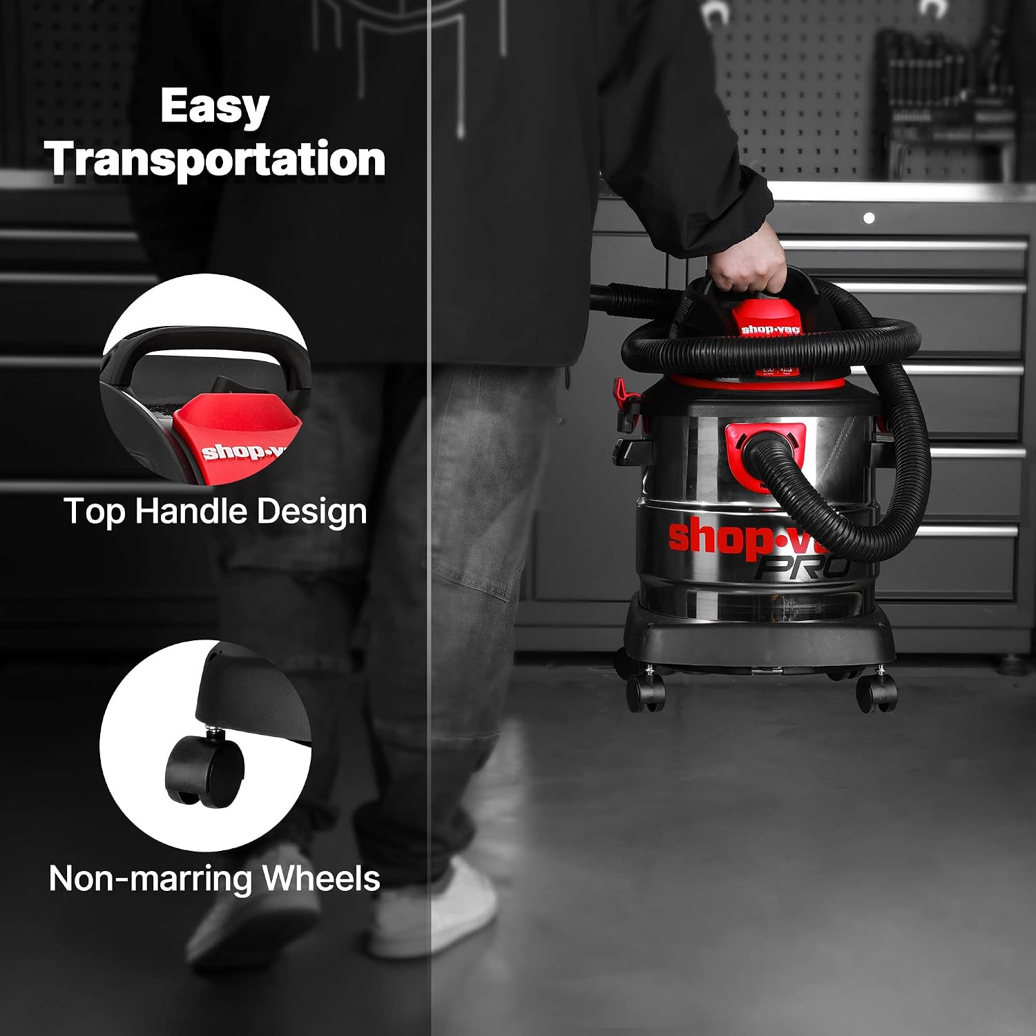 Shop-Vac 5 Gallon 4.5 Peak HP Wet/Dry Vacuum, Stainless Steel Tank, Portable Shop Vacuum with Filter, Hose and Accessories for Garage, Workshop. 5920588