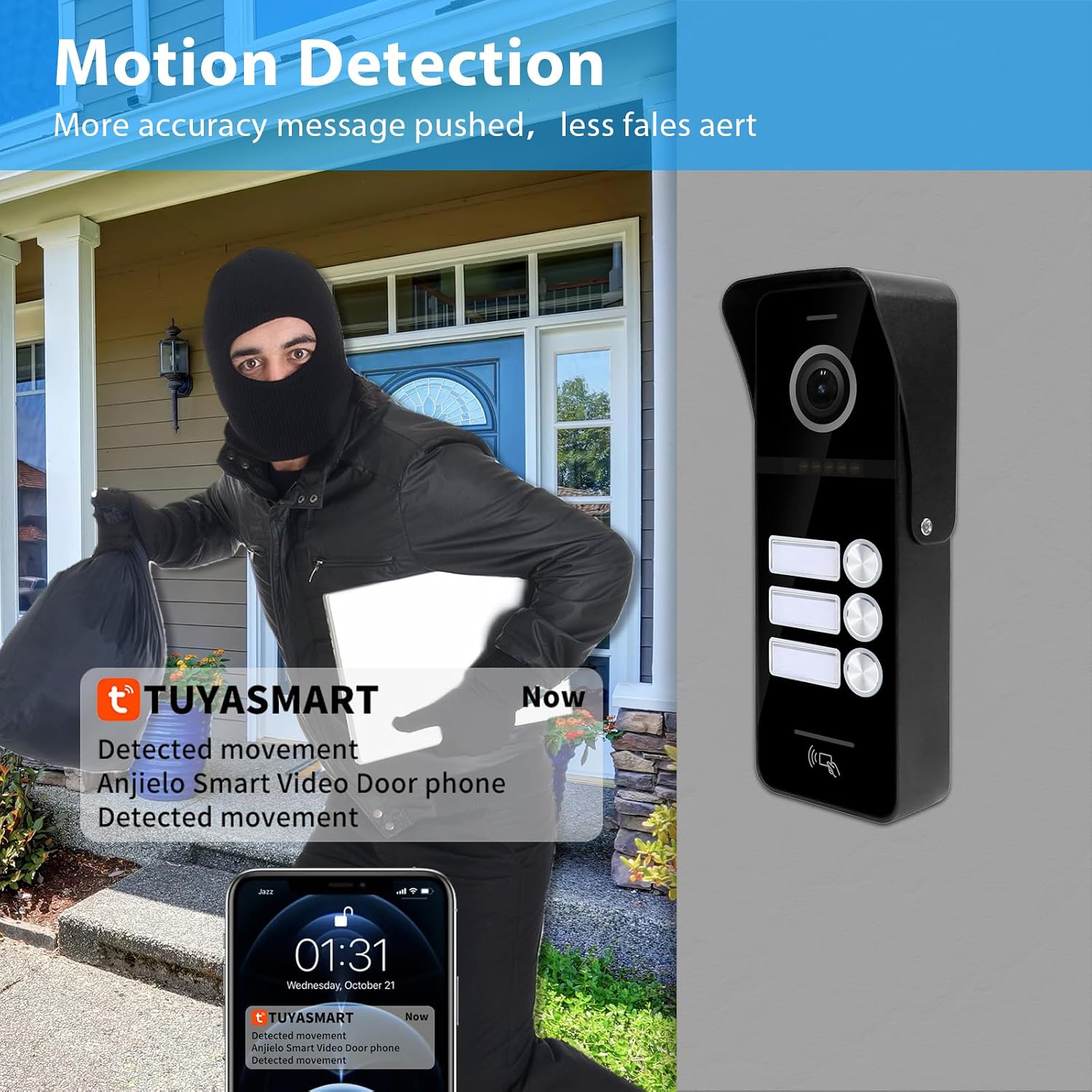 Wired Video Doorbell Apartment Intercom System 3 Units 10 Inches Touch Monitor Wireless WiFi 1080P Camera Phone Kit,Support Monitoring,Unlock for Home Villa (1 Black doorbell+3 Black Monitor)