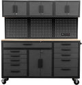 BIG RED 72in Rolling Tool Chest Cabinet Mobile Garage Workbench Heavy-Duty Tool Cabinet on Wheels with 11 Drawers, Pegboard & Power Strip for Tool Organization