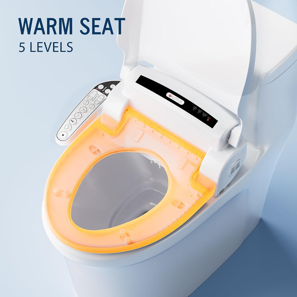 Lotus Bidet Seat ATS-909 Round with Enema Wash (Purestream) for constipation relief, Heated Seat, Multi Modes Wash, Air Dryer, Deodorizer, Easy DIY Installation, Made in Korea