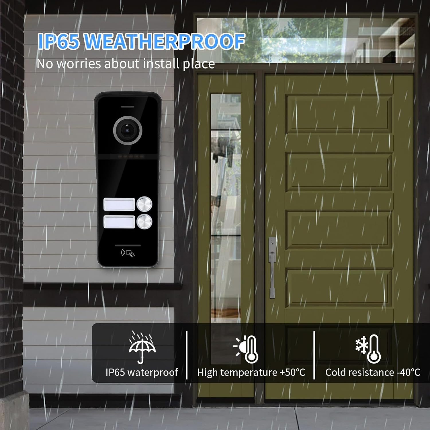 Wired Apartment Video Intercom System 2 Units 10 Inch Touch Monitor Wireless WiFi Video Doorbell,Video Door Phone Kit, Monitoring,3 in 1 Unlock,Dual Way Audio for Home (Black doorbell+Black Monitor)