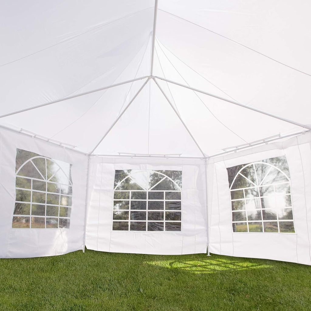 Outsunny 22 x 16 ft Party Tent With Sidewalls, Heavy Duty Event Gazebo With 2 Doors and 6 Windows for Weddings and Outdoor Parties, White