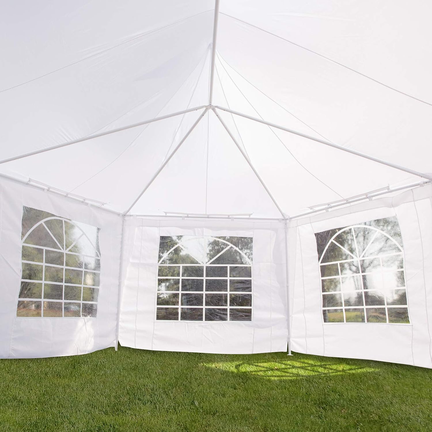 Outsunny 22 x 16 ft Party Tent With Sidewalls, Heavy Duty Event Gazebo With 2 Doors and 6 Windows for Weddings and Outdoor Parties, White