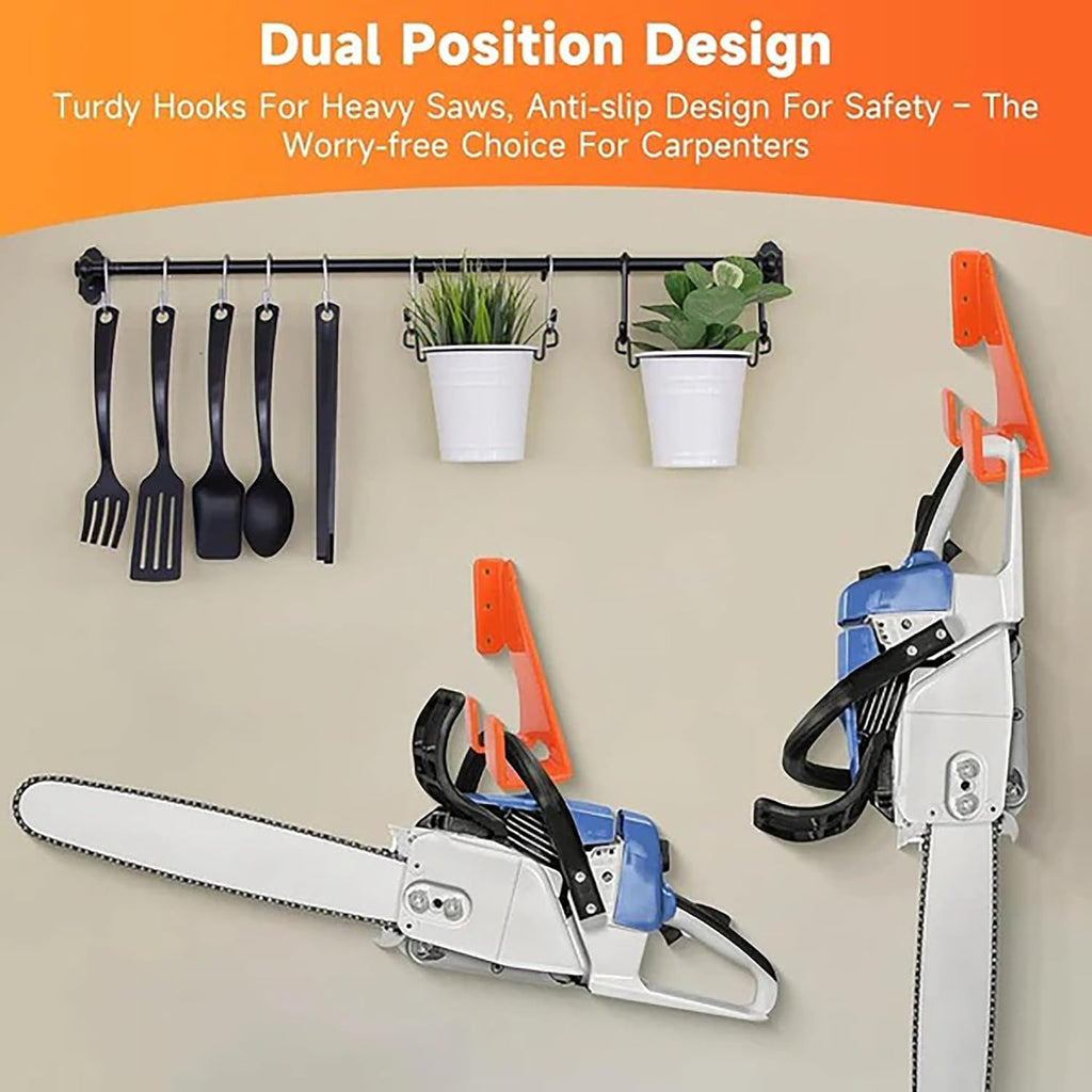 Chainsaw Hanger, 6 Pack Heavy Duty Chainsaw Holder Wall Mount, Garage Shop Organization and Storage Shed Organizer Weed Eater Hanger Backpack Blower Rack Yard Maintenance Must Haves