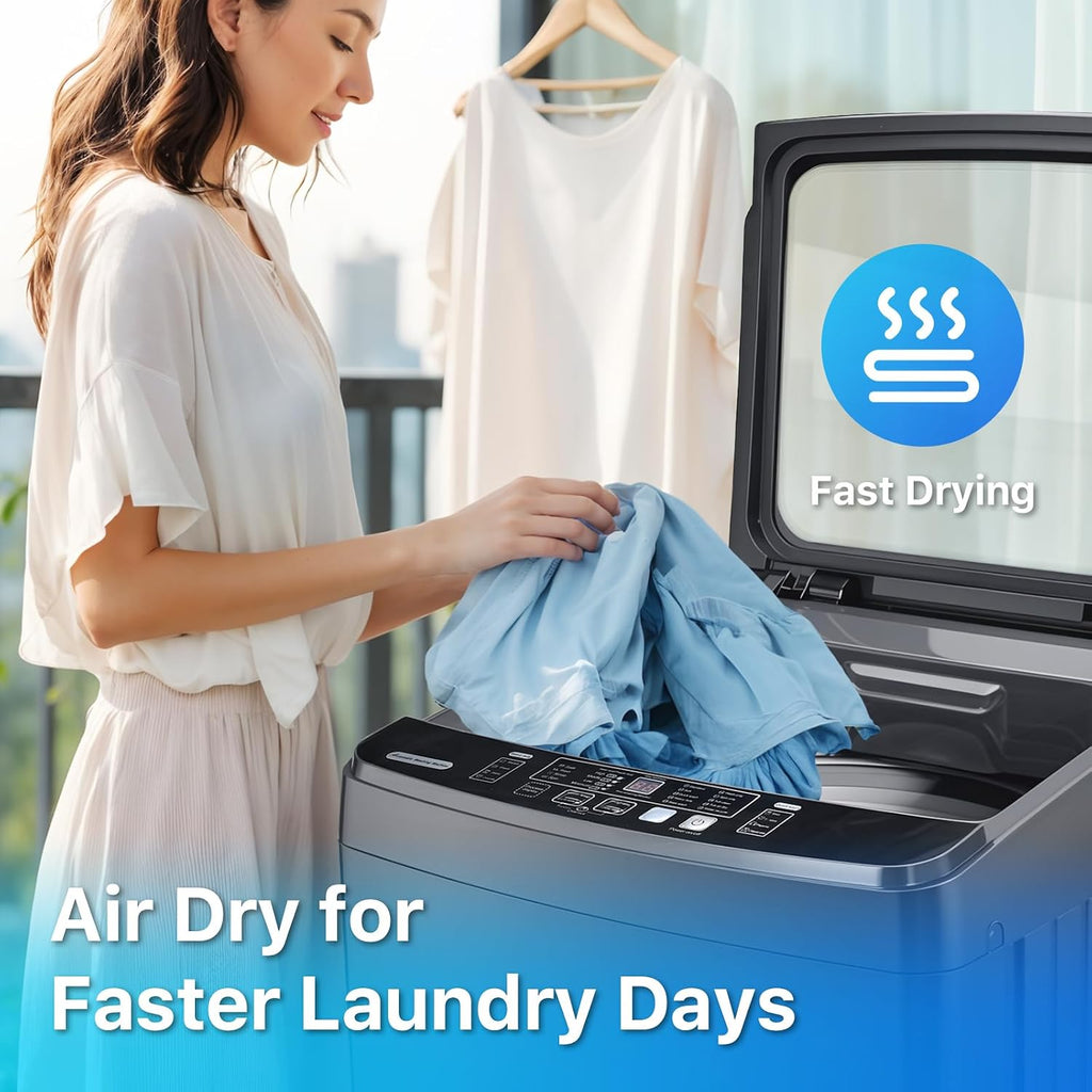 Anypro Washing Machines 27 LBS Full Automatic Clothes Washer and Spinner Combo with 10 Program and 8 Water Level, Laundry Wash Spin Dryer for Apartment RV Dorm, Grey
