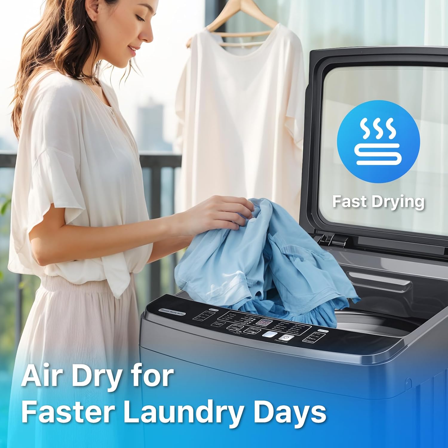 Anypro Washing Machines 27 LBS Full Automatic Clothes Washer and Spinner Combo with 10 Program and 8 Water Level, Laundry Wash Spin Dryer for Apartment RV Dorm, Grey