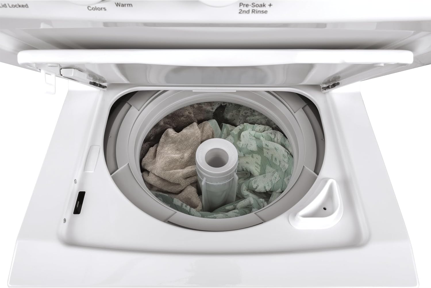 GE Unitized Spacemaker® 2.3 Cu. Ft. Washer and 4.4 Cu. Ft. Electric Dryer Laundry Center, 24-Inch, White – GUD24ESSMWW