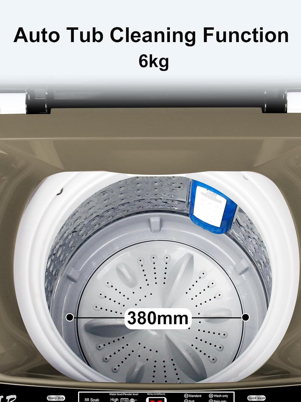 KRIB BLING Full-Automatic Washing Machine with Drain Pump, 17.7 lbs Compact Washer, 10 Wash Program & 8 Water Level, Ideal for Apartment, Dorm, RV, Gold (KB02-GOLD6)