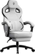 Dowinx Gaming Chair Big and Tall, Fabric Ergonomic Gaming Chairs with Footrest,Wide Back Gamer Chair for Heavy People, Grey