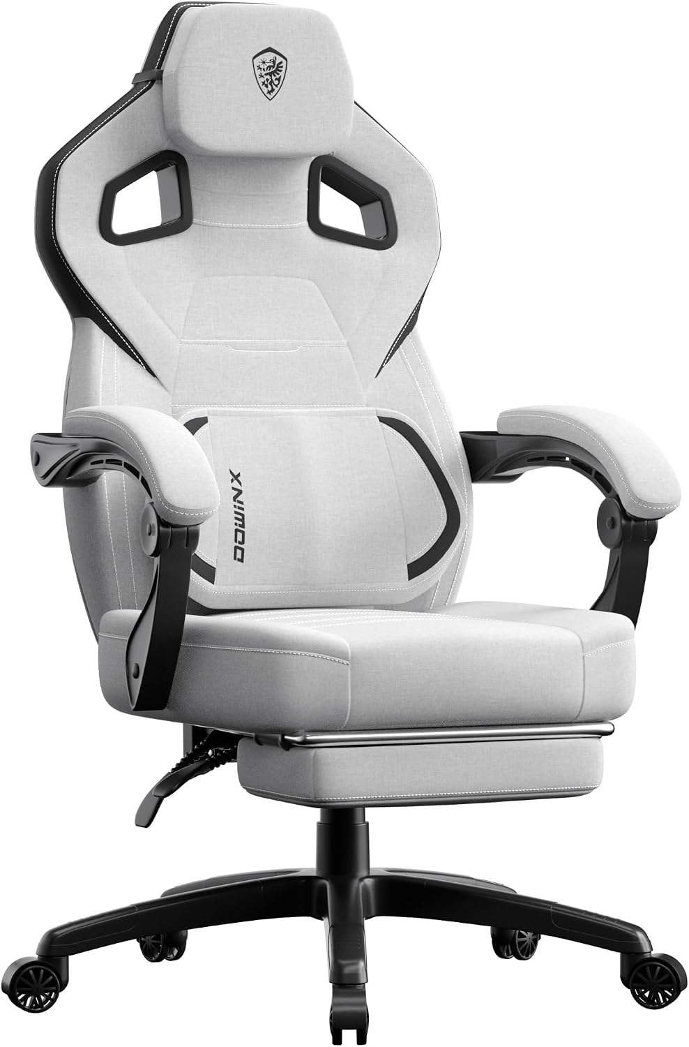 Dowinx Gaming Chair Big and Tall, Fabric Ergonomic Gaming Chairs with Footrest,Wide Back Gamer Chair for Heavy People, Grey