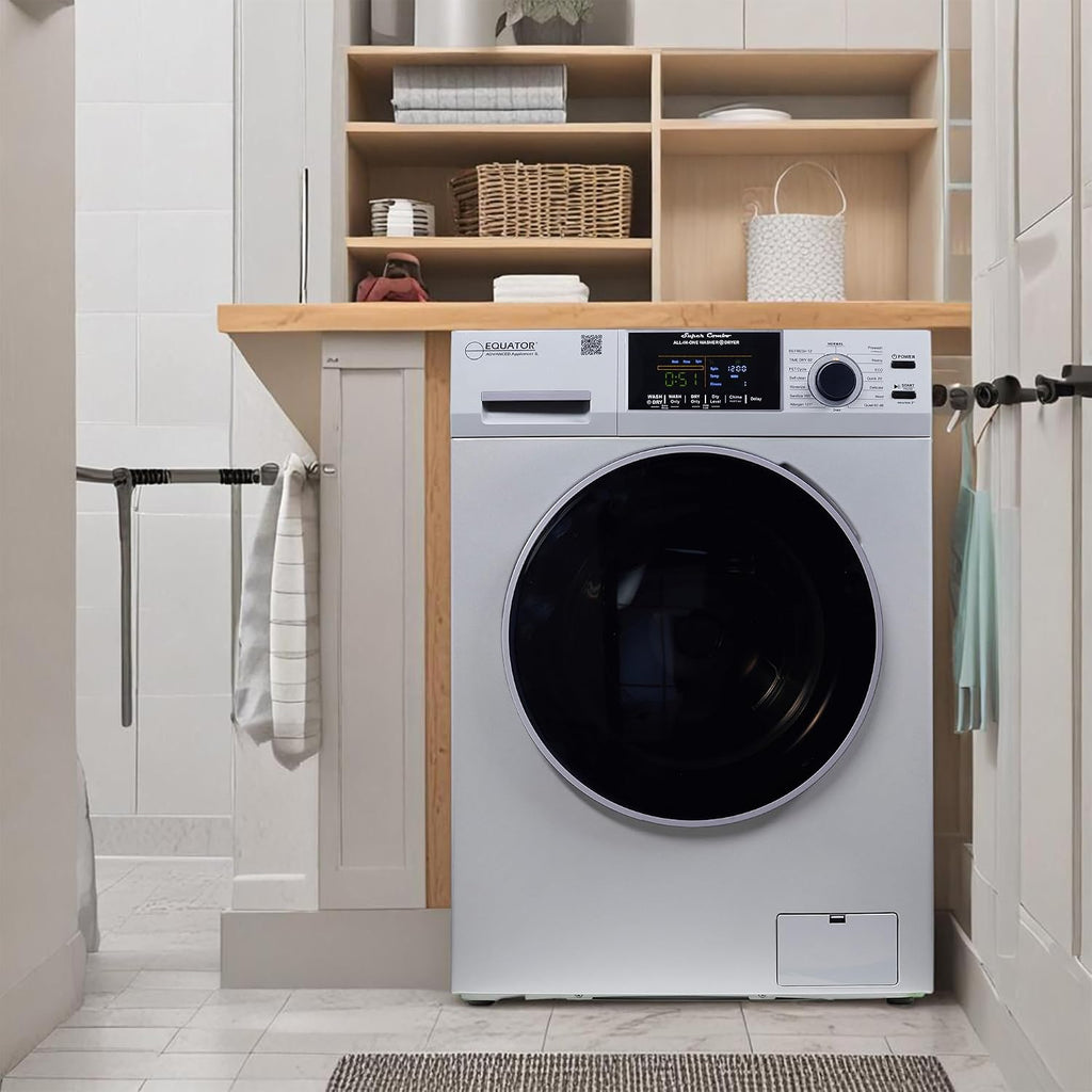Equator 24' Original 110V Ventless Compact Combo Washer Dryer 1.6 cu.ft./15 lbs FULLY BUILT-IN 1400 rpm in Silver