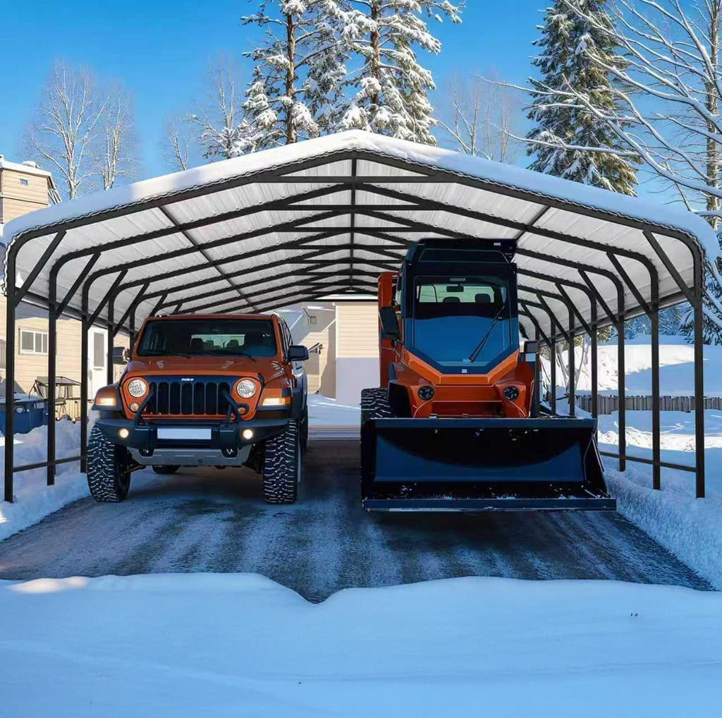 AirWire 20x40 FT Metal Carport, Heavy Duty Car Port Canopy with Reinforced Base and Galvanized Steel Roof & Frame, 2 Car Garage Shelter for Car, Boats and Trucks