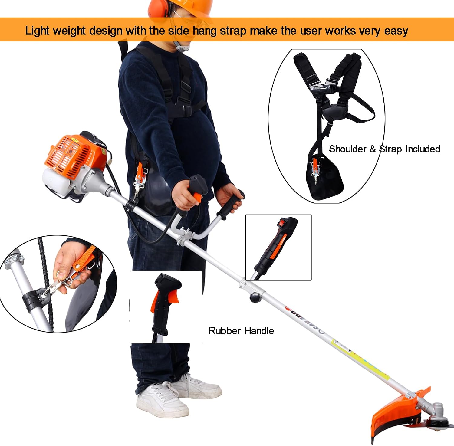 52cc 2-Cycle Gas Multi-Trimmer | 3-in-1 String Trimmer w/Rotatable Pole Saw, Weed Eater Weed Wacker, Brush Cutter & Hedge Trimmer Gas for Lawn, Yard, Garden Care, All-in-one Garden Tool