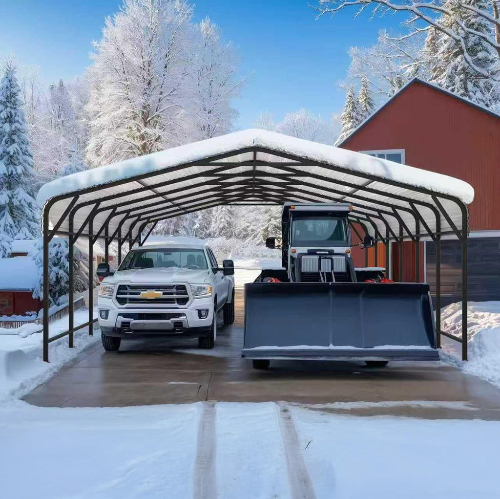 AirWire 20x30 FT Metal Carport Canopy Heavy Duty with Reinforced Base and Galvanized Steel Roof & Frame, 2 Car Garage Shelter for Cars, Boats and Trucks