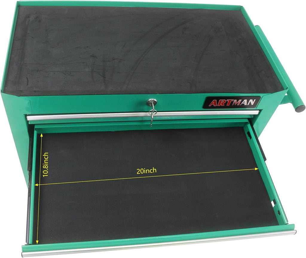 7 Drawer Tool Cart: Multifunctional US General Tool Box on Wheels and Rolling Toolbox (Green)
