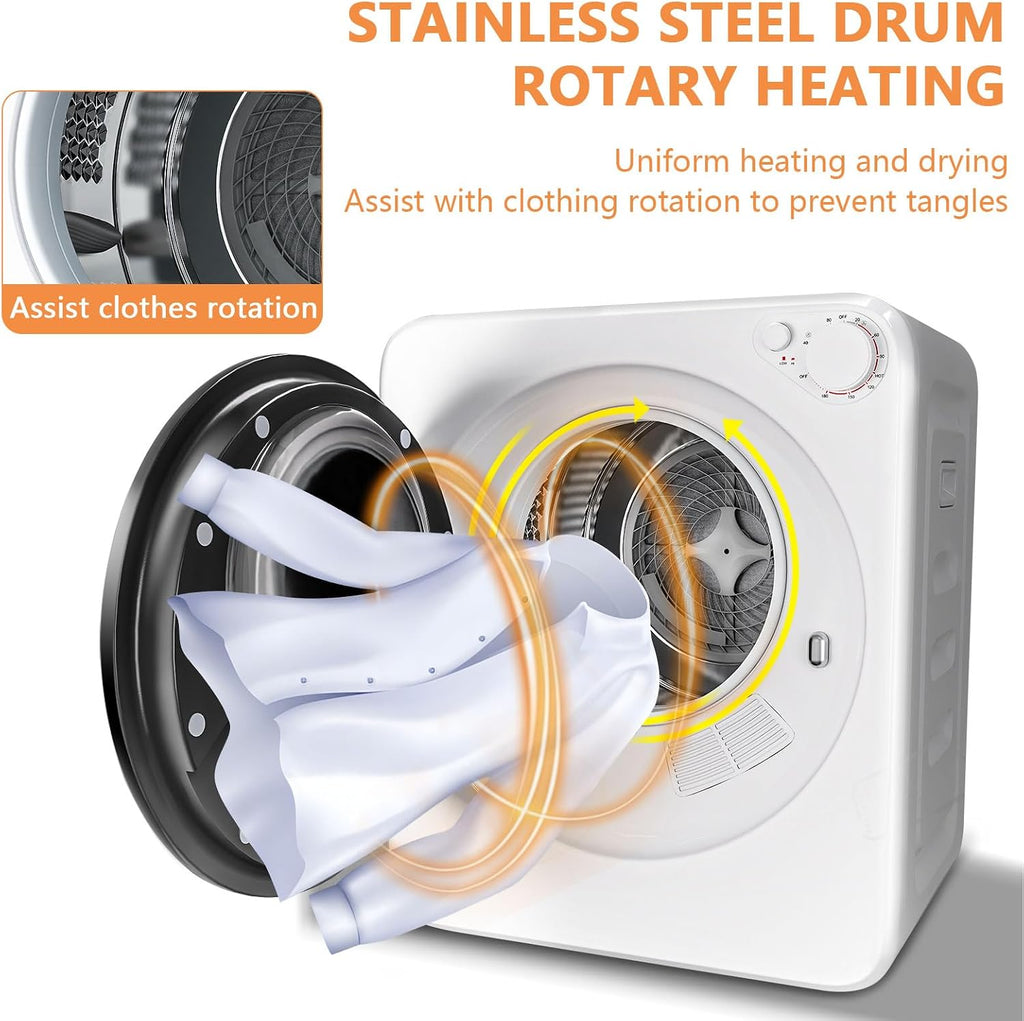 DOGHLY Portable Washer and Dryer Combo Set, 17Lbs Full-Automatic Washing Machine and 1.8 Cu.Ft Portable Clothes Dryer, Compact Washer and Dryer with Stainless Steel Inner Tub, for Apt, Dorm, Home