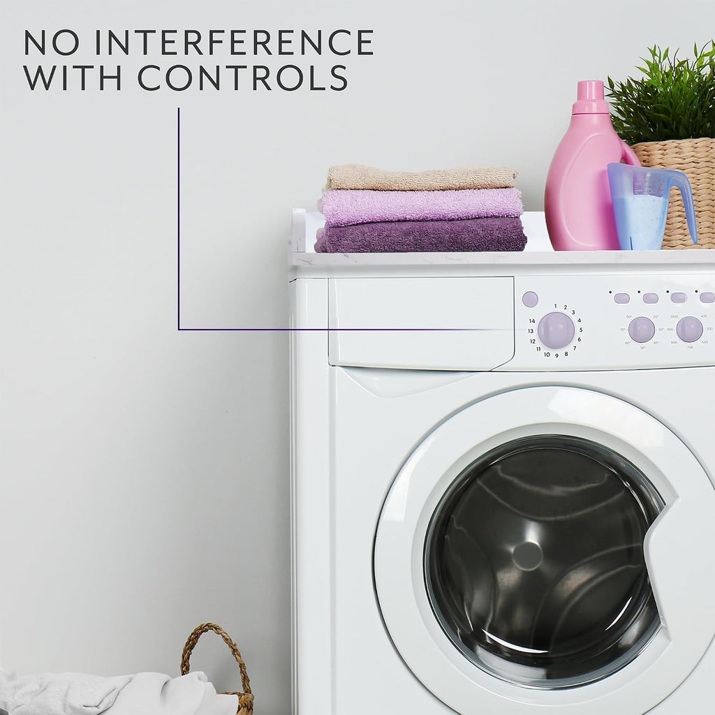 Life Finds 54 inch Washer Dryer Countertop with Safety Ledge for Laundry Room Organization, White Marble Pattern, LF-WDCT1WM