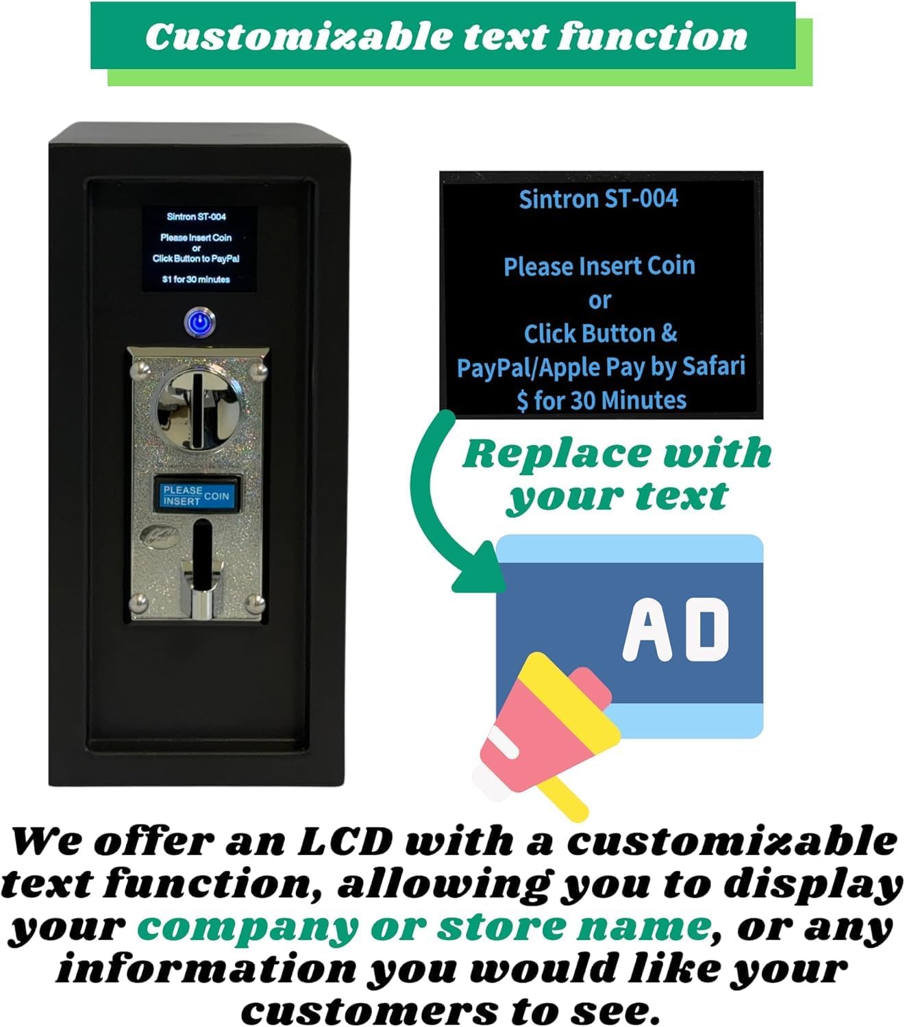 Sintron ST-004 110V LCD Coin & Mobile Contactless Payment - Apple Pay Google Pay Paypal Venmo Cash App Operated Timer Control Power Box for Massage Chairs, Shoe Polisher, Washer Washing Machine, Dryer