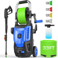 4800 PSI Electric Pressure Washer- 4.0 GPM High Power Washer with 33FT Hose Reel, 4 Spray Tips and Soap Bottle for Car Washing, Fence Cleaning, Patio Maintenance（Upgraded）(Blue)