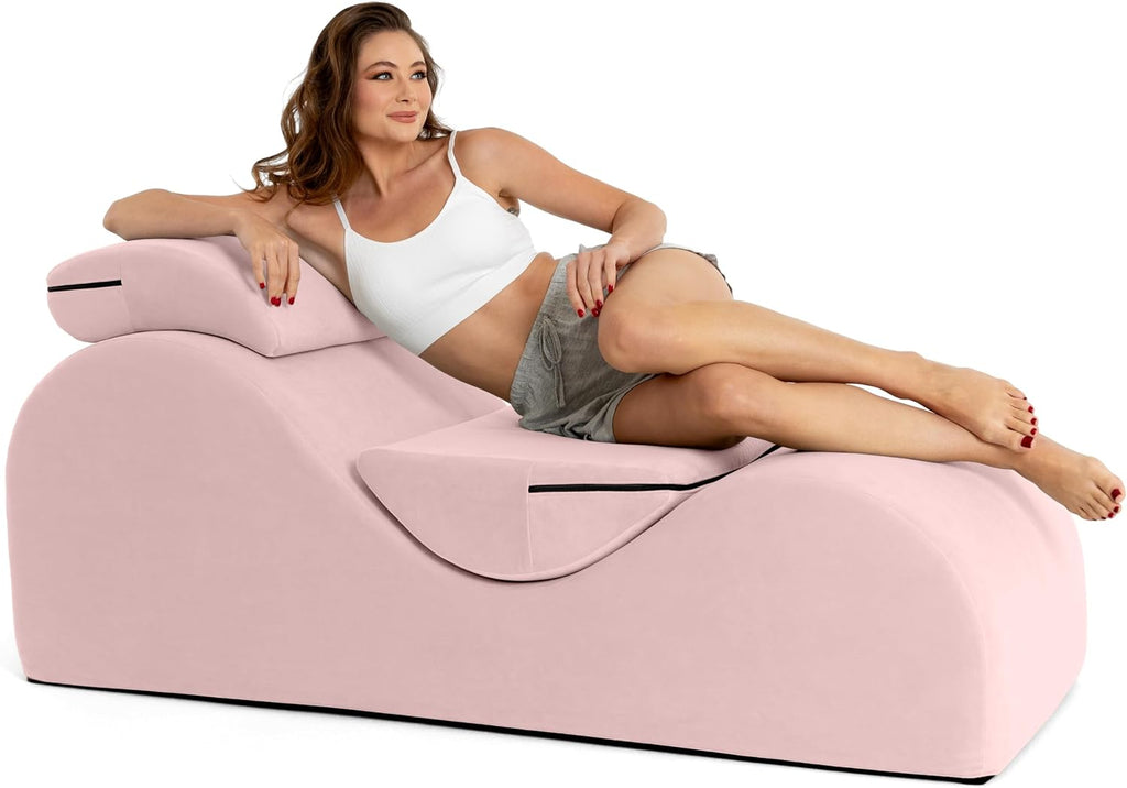 Avana Luvu Lounger - Chaise Lounge Chair for Yoga, Exercise, Stretching - High Density Foam - Removable Cover and Resistant Inner Liner - Made in The USA - Rose Pink