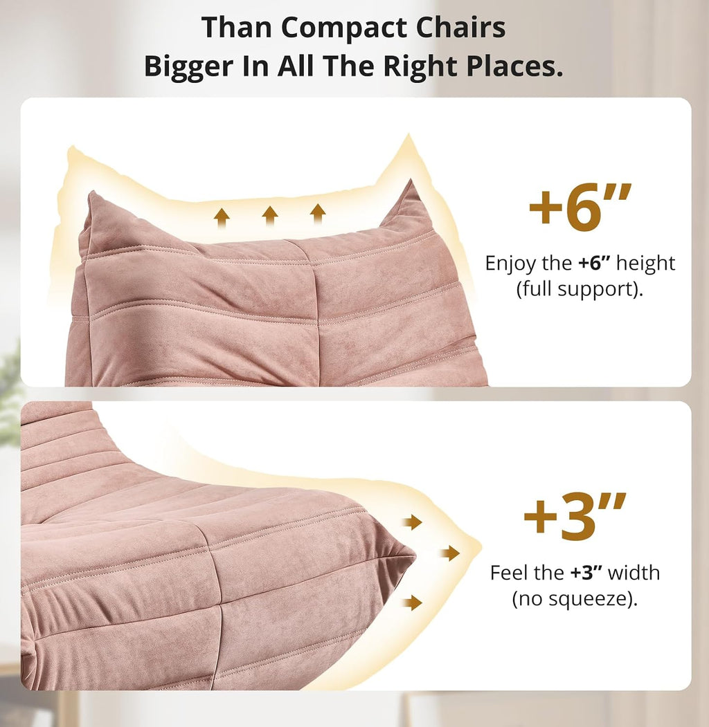 Bean Bag Chair - Corner Sofa, Fireside Chair Bean Bag Sofa Large Bean Bag Chair for Adults,Fireside Floor Couch for Living Room, Bedroom, Gaming & Office (Yellow, Single) (Pink, Single)
