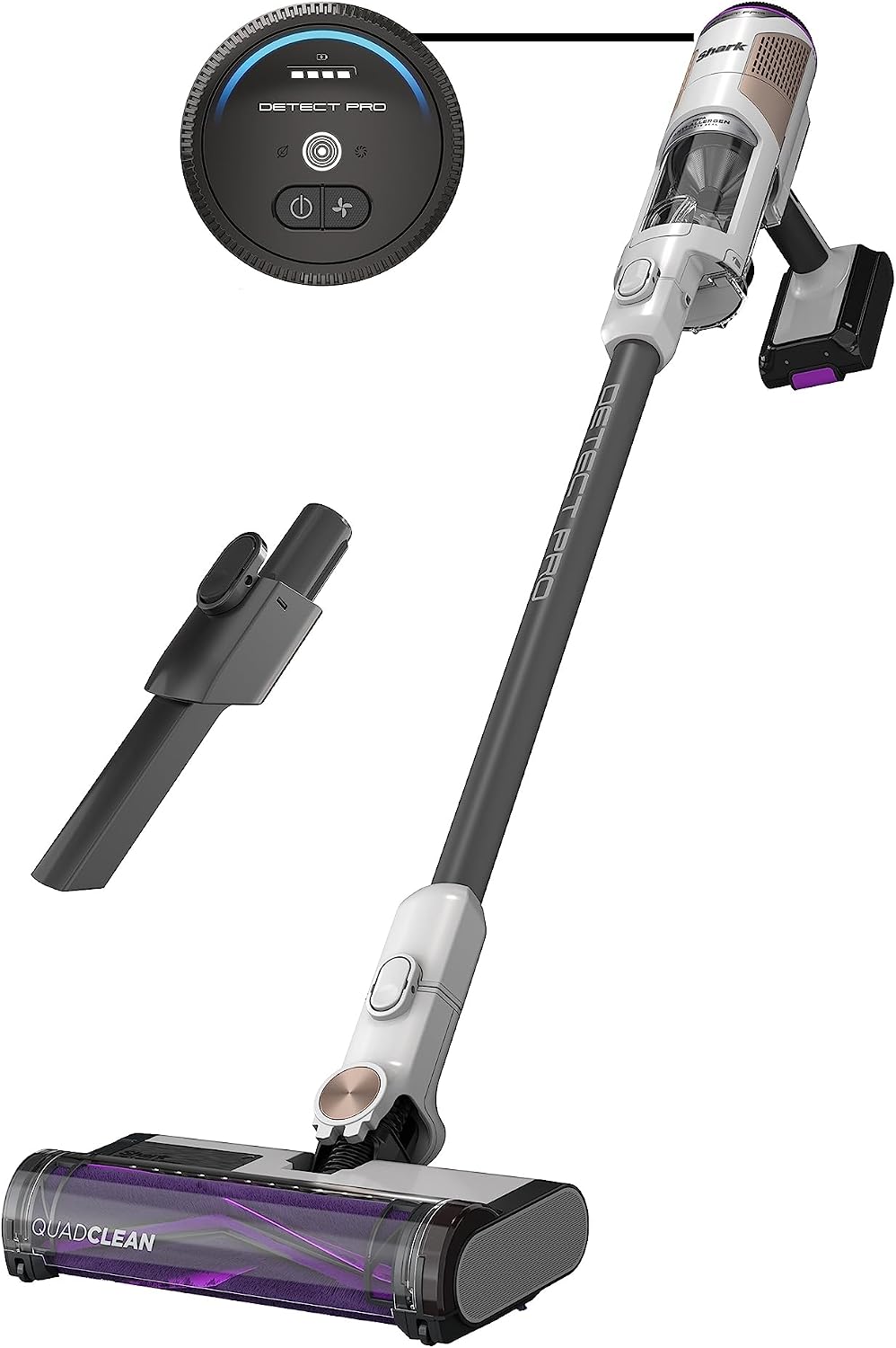 Shark IW1111 Detect Pro - Lightweight Cordless Vacuum Cleaner with HEPA Filter, Portable Handheld Attachment, Crevice Tool, Rechargeable Multi-Surface Stick Vacuum for Household Pet Hair, Dark Grey