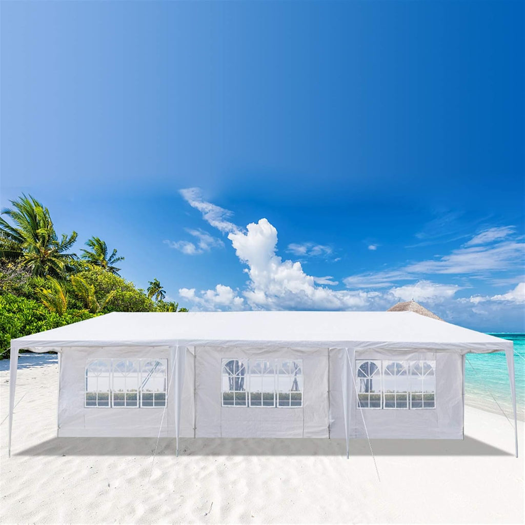 Party Tent Outdoor Gazebo - 10x30 Heavy Duty Canopy Tent Portable Shade Canopy Patio Camping Gazebo with 8 Sides Wall,White Tents Sun Shelter