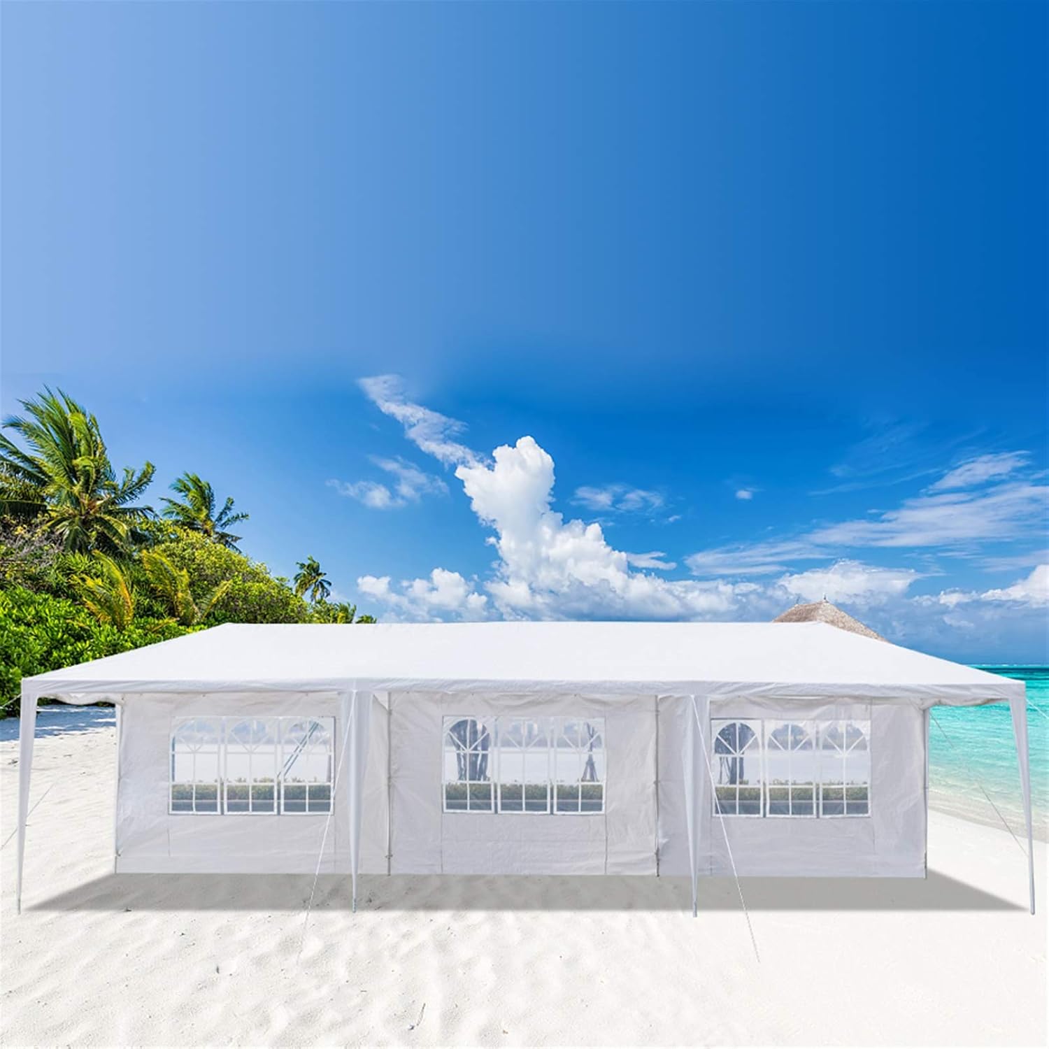 Party Tent Outdoor Gazebo - 10x30 Heavy Duty Canopy Tent Portable Shade Canopy Patio Camping Gazebo with 8 Sides Wall,White Tents Sun Shelter
