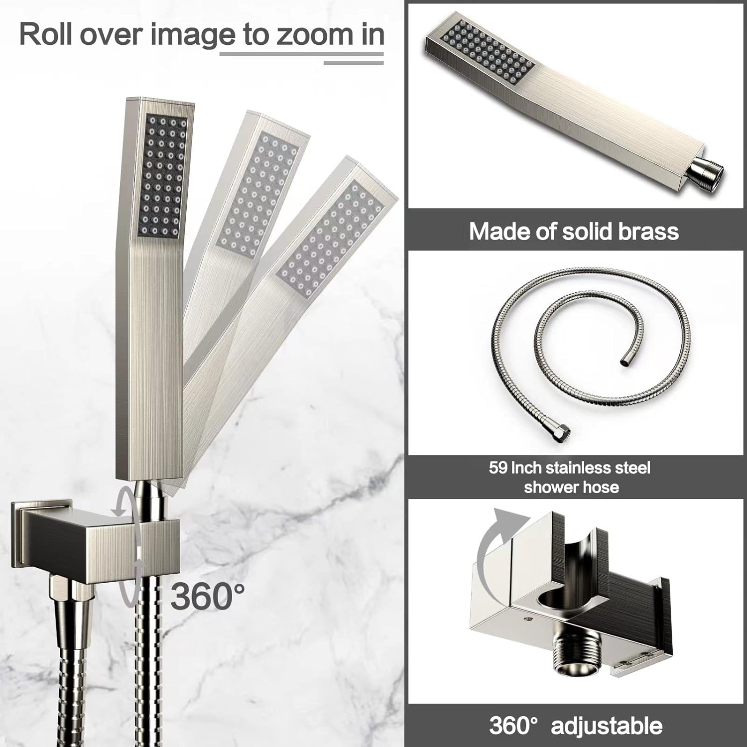Shower System Rain Shower Faucet Set with Tub Spout,10 inch Bathroom Wall Mounted Waterfall Bathtub Faucet with Handheld Spray and Rough-in Valve Body and Trim kit,Brushed Nickel